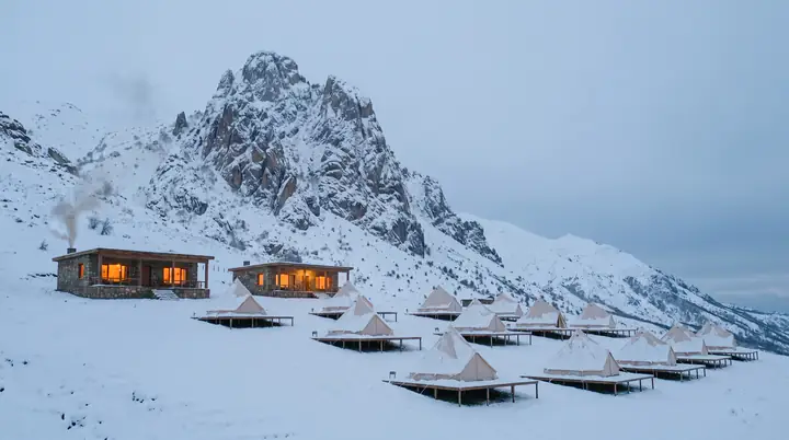 Snow on the Risha ridge in winter